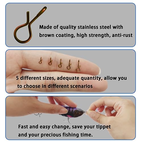 EUPHENG Micro Fishing Connector Tackles, Lightweight High Strength Fly Swivels Snaps to Reduce Line Twist for Fly Fishing Flies Tippet Leaders - color: Fly Fishing Micro Snaps, size: Size L-100 Pack