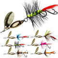 Trout Lures Fishing Spinnerbaits, Rooster Bait Tail Hard Metal Brass Spinner Baits Trout Fishing Lures for Bass Salmon Pike Freshwater Saltwater - color: A2-W35-6pcs-1/4oz