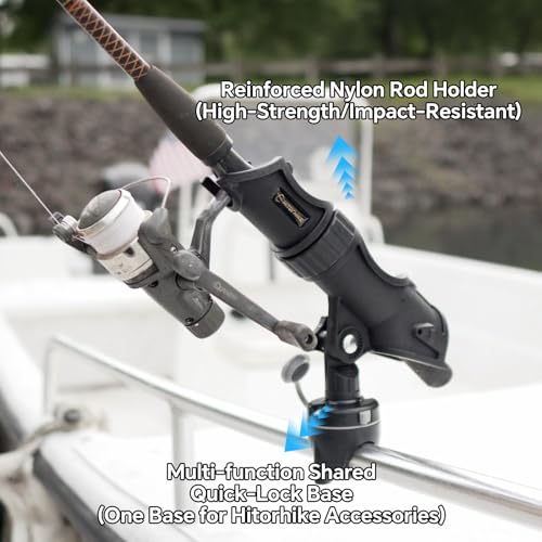 HITORHIKE Fishing Rod Holder Universal Fit Kit Allows for 360-degree Adjustment Kayak Fishing Boat Powerlock Rod Holder - style: Fishing Rod Holder X2+rail Mount X2