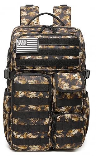 Wotony Tactical Backpack - Military waterproof backpack with multiple pockets and tactical gear for the outdoors (Yellow Maple Leaf, 25L) - color: Yellow Maple Leaf, size: 25L