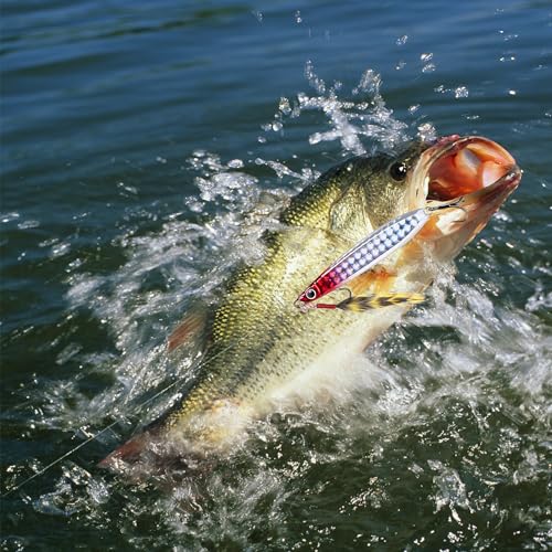 Fishing Spoons Lures Saltwater Jigging Lures with Ultra-Sharp Hooks Micro Jigging Bait for Bass Tuna Salmon Grouper 5PCS