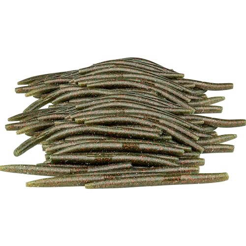 Soft Fishing Worm 100PCS, 3/4/5/6" Mega Value Pack Senko Style Soft Lures for Bass, Plastic Worm Stick Baits, Multicolor, Cost-Effective Fishing Gift - color: Watermelon Red Flake, size: 3"