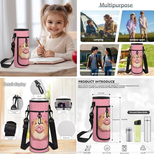 Donut Guinea Pigs Backpacks for Girls Kids Preschool Elementary Backpacks with Reusable Lunch Bag Pencil Case Pouch Water Bottle Carrier Bag 4 Pack Set Pink - color: Guinea Pig