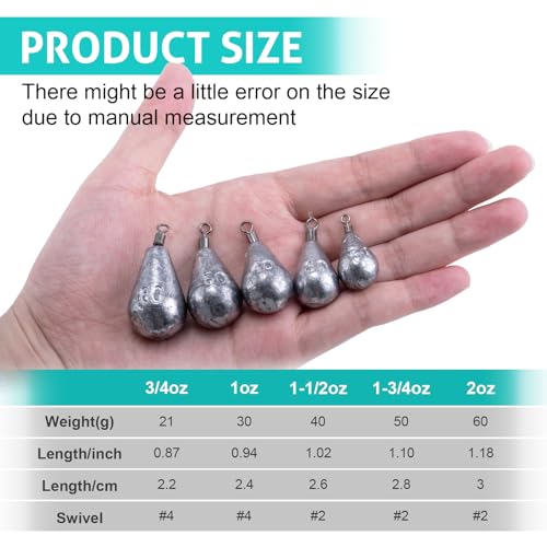 Goture Tungsten Teardrop Drop Shot Weights, 1/32 oz x 10, Ideal for Saltwater, Freshwater, Bass Fishing - size: 1oz - 10pcs