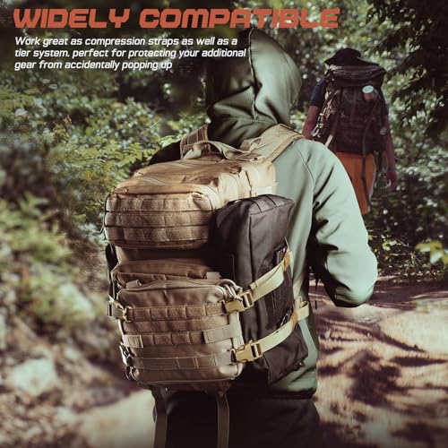 Molle Tactical Backpack Straps 24" Adjustable, Rush Tier System Molle Accessories for Military Assault Backpack Army Rucksack Attachment Nylon Compression Tie Down Strap for Tripod Gear, Sleeping Bag - color: Khaki 2Packs, style: Style A