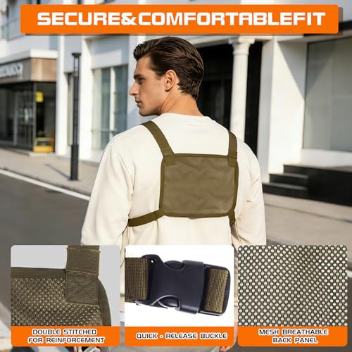 KINGSLONG Running Vest, Chest Bag for Men, Chest Pack, Hiking - color: A-Brown