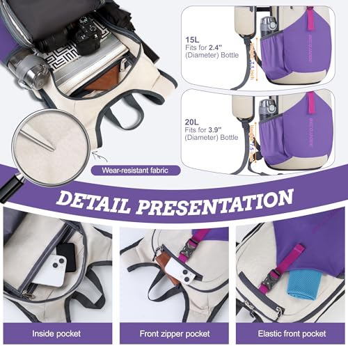 BECOJADDE 15L Small Hiking Backpack for Men Women Foldable Packable Back Pack Ultralight Hiking Daypack for Travel Camping Outdoor, Beige Purple - color: Beige Purple, size: 15L