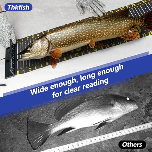 THKFISH 53in Fish Ruler with Measuring Board, Portable Waterproof Folding Fishing Ruler Fish Measuring Tape for Boat, Kayak, Coolers, Yacht and Workbench - color: Black