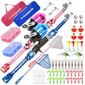 DaddyGoFish Kids Fishing Pole - Rod Reel Combo Tackle Box Starter Set - First Year Small Gear Kit for Boys Girls Toddler Youth Age Beginner Little Children - color: 2 Pack- Blue + Pink (Essential Set), size: 5ft
