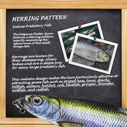 Magnum Flutter Spoon Deep Sea Jigging Fishing Lures, 7.5-9 Inch Large Hard Metal Sinking Trolling Casting Striper Fishing Spoon Baits for Striped Bass, Salmon, Walleye, Saltwater, Freshwater - color: A1 - 8" Classic - Herring