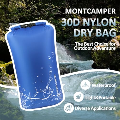 Waterproof Dry Bag 35L – 30D Nylon Roll Top Dry Sack with PU Coating, Lightweight Water-Resistant Storage for Kayaking, Camping, Hiking, Fishing & Beach (Blue) - color: Blue, size: 35L