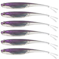Dr.Fish Soft Plastic Baits, Fork Tail Soft Jerkbait Minnow Lures, 3 to 4-3/4 Inches Soft Swimbaits Jerk Shad Baits Crappie Bass Fishing Lures - color: Purple, size: 4"-5 Pack