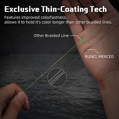 RUNCL Braided Fishing Line Merced, 1000 500 300 Yards Braided Line 4 8 Strands, 6-200LB - Proprietary Weaving Tech, Thin-Coating Tech, Stronger Smoother for Freshwater Saltwater - color: Gray, size: 10lb/500yards (4 Strands)