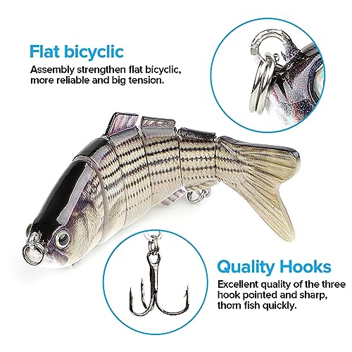 Realure 3 Pack Multi-Jointed Pike Swimbaits, 10.2cm 14g Slow Sinking Articulated Lures with Multi-Size Fishing Leaders, 3D Lifelike Glide Baits for Pike Muskie Bass Freshwater Saltwater