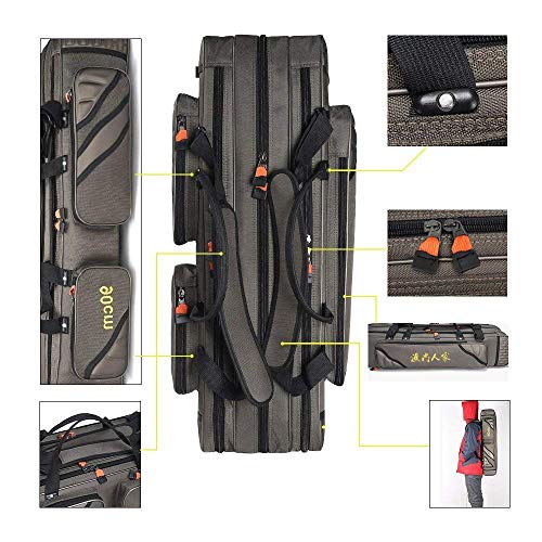 3 Layers Portable Folding Fishing Rod Carrier Reel Case Bags Fish Pole Tools Storage Bag Case Pro Gear Tackle (3 layers/80cm(31.5inch)) - size: 3 layers/80cm(31.5inch)
