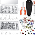 Skylety 200 Pcs Fishing Stainless Steel Split Rings, 50 Treble Hooks, Lure Tackle Connector Fishing Pliers, Fish Lanyard and 876 Lure Eyes for Tackle Fish - color: Orange