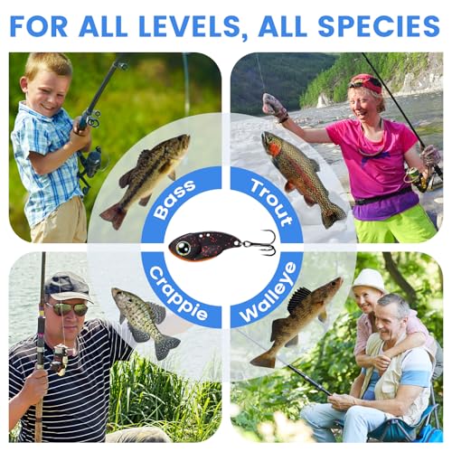 TRUSCEND Vibespinner Easy Catch Fishing Lures with BKK Hooks, Tail Spinner Baits with 4 Actions, Vibrating Swimming Flashing & Jigging for More Bites, Spoon Lures for Bass Trout Crappie Walleye Pike - color: C2-1/8oz-1"