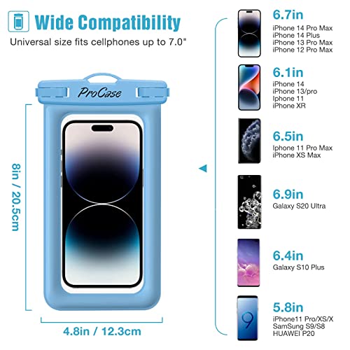 ProCase 2 Pack Floating Waterproof Phone Pouch IPX8, Universal Dry Bag Fits iPhone 17/16/15/14/13 Series, Galaxy S24/S23/S22, Pixel 8/7 (Up to 7”),Touchscreen,Underwater & Snow Protection-Bluegreen - color: Blue/Green
