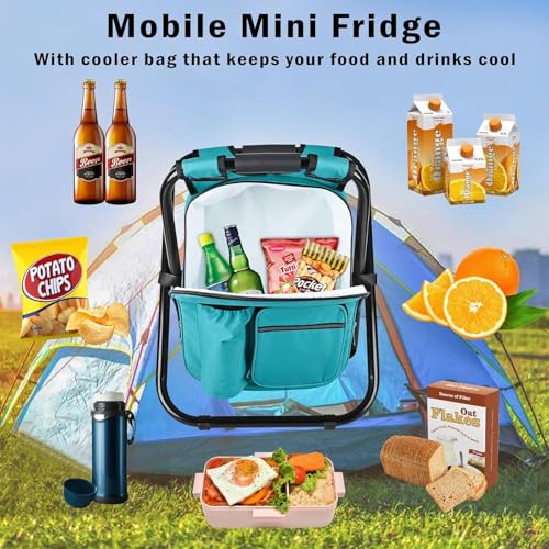 Kikerike Backpack Stool Cooler Chair Heavy Duty 300 LBS Max Load Portable Lightweight Stool Backpack Folding Fishing Cooler Seat for Camping Hunting Fishing - Blue-Green - color: Blue-green