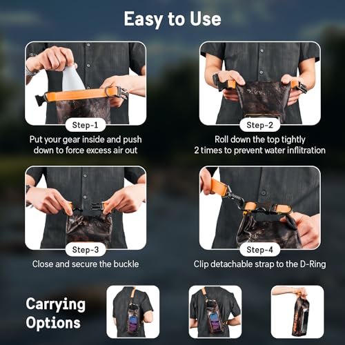 Pelican Marine IP68 Waterproof Dry Bag 2L w/Phone Pouch/Case - Hunter Camo | Roll Top Waterproof Backpack with Touchscreen Phone Pouch - Swimming, Kayaking, Camping, Rafting, Fishing & Travel Essentials - color: Hunter Camo - 2L, size: 2L