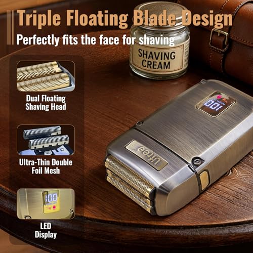 Ufree Beard Trimmer, Hair Clippers Mens Shaver Electric Razor, Hair Trimmer for Men Cordless Barber Clippers and Trimmers Set, Hair Cutting Kit for Men Grooming Gifts - color: Bronze