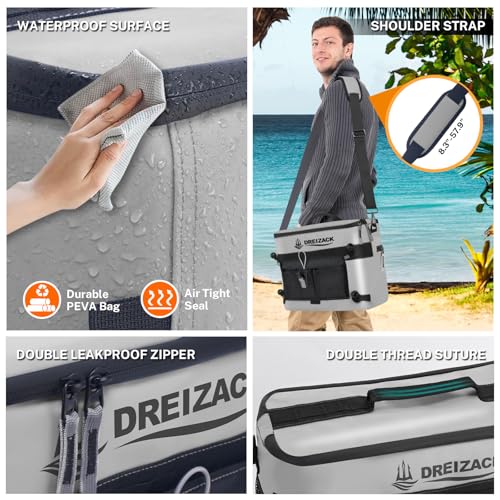 Dreizack Kayak Cooler Behind Seat, Waterproof Cooler for Kayaking,Paddle Board Cooler Compatible with Lawn-Chair Seat Kayak Accessories Cooler Bag Kayak Cooler Tow Behind for Camping Fishing - color: Gray