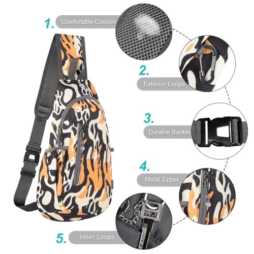 TITECOUGO Small Sling Bag, Lightweight Crossbody Backpack for Men Women, Shoulder Bag for Sports and Outdoor - color: Mix-leopard