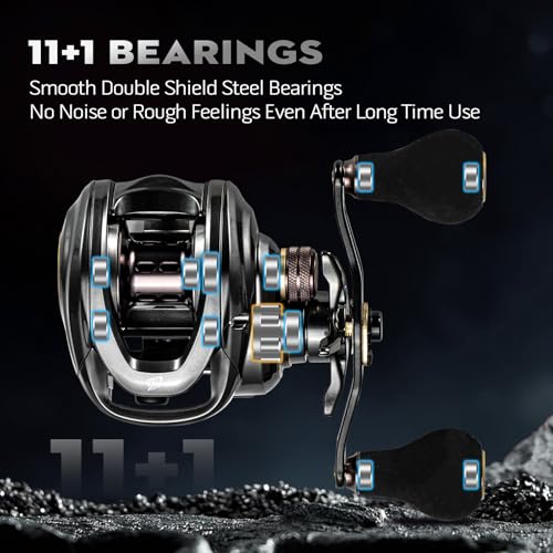 HIAW Pro Baitcasting Fishing Reel 11+1BB 7.2:1/5.4:1 High-Speed Gear Ratio,21LB Drag Power,Ultra Smooth, Compact Design,Durable and Long-Lasting - color: 5.4 Deep Spool Left Hand