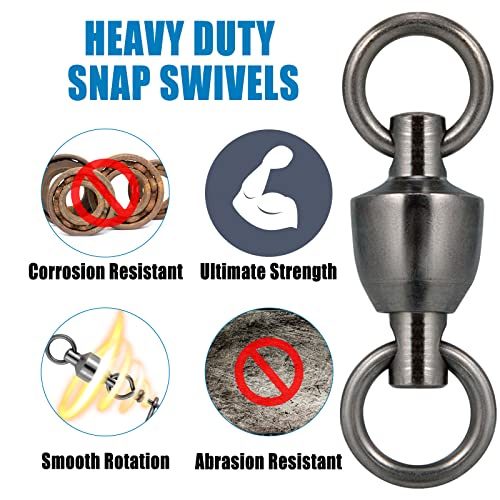 Dr.Fish 20 Pack Ball Bearing Fishing Swivels, Swivels Fishing Tackle Saltwater, Freshwater Stainless Heavy Duty Lure Leader Line Connector #5 - size: #5-230LB(0.95")