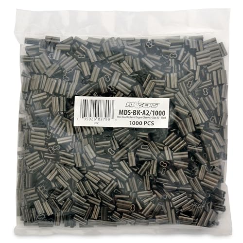 HI-SEAS Mini Double Barrel Copper Sleeves, 2.2 mm ID, 3.5 mm OD, 12.1 mm Length, Black, 1000 pc - style: 2.2 Mm Id/1000 Pc