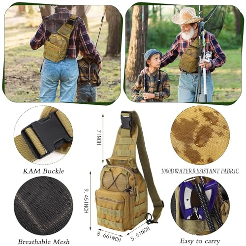 Sosation 134 Pcs Fishing Tool Fishing Tackle Box Kit and Equipment for Adults Beginner Gift, Hook Remover, Pliers Kit, Backpack Tackle Container Lures, Lip Gripper, Weigh Scale - color: Khaki
