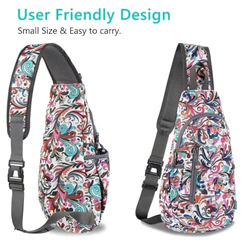 TITECOUGO Small Sling Bag, Lightweight Crossbody Backpack for Men Women, Shoulder Bag for Sports and Outdoor - color: Mix-magnolia Flower