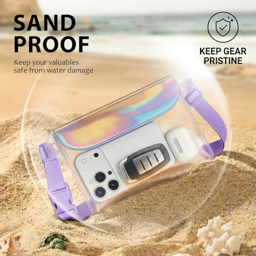 IP68 Waterproof Phone Pouch Case Three-Layer Seal for iPhone 17 16 Pro Max/15/14, IP68 Travel Cellphone Dry Bag Beach Cruise Ship Essential Fanny Pack with Crossbody Lanyard, Iridescent - color: A9- Iridescent Fanny Pack