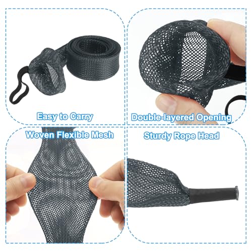 PATIKIL Rod Sock, Fishing Rod Sleeve Cover Braided Mesh Pole Protector Gloves Fishing Tools Pointed End for Spinning Fishing Rod Fly Rod Ice Rod Casting Rod - color: Dark Gray, size: 75 Inch
