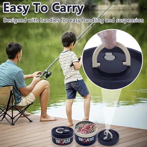 2Pcs Live Bait Storage,Fishing Bait Container, Stainless Steel Worm Storage Box, Nightcrawler Box, Bait Tank, Compact and Durable,Small and Portable, Keeps Bait Fresh and Alive - color: Blue