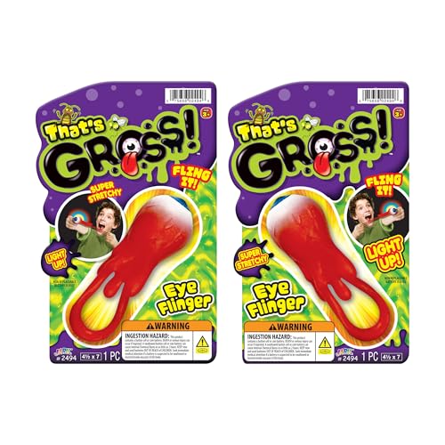 JA-RU Gross Light Up Eye Flinger Toy (Pack of 2) Stretchy Launching Eyeball. Halloween Party Favor. Sticky Splat Ball, Wall Ball, Squishy, Stress Relief, Gross Toy, Sticky Flinger 2494-2 - color: Eye Flinger, size: 2 Packs