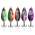 Fishing Spoons, Wide-Body Trolling Spoons with Treble Hooks for Bass, Trout, Pike, Walleye, Catfish Fishing Spoon Lures 5-Pack - color: 3/8oz treble hook spoons