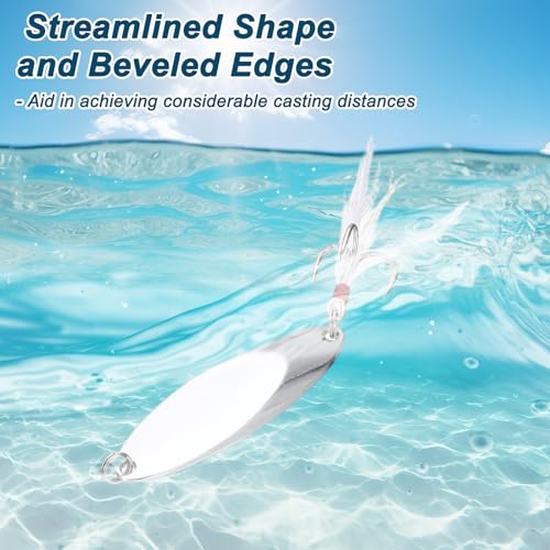 Fishing Spoons Lures Metal Saltwater Treble Trout Lures Jigging Spoon with Treble Hooks Spinner Baits for Freshwater - color: Silver, size: 18g / 3/5oz