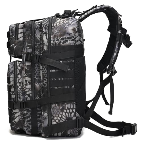 Tactical Backpack for Men, 45L Military Gym Backpacks, Large 3-Day Assault Pack Bug Out Bag MOLLE Daypack for Rucking Fishing Camping (Red) - color: Red