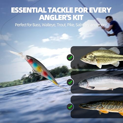 10Pcs Minnow Fishing Lures Set, Shallow Diver Jerkbait with Built-in Sonic Vibrations, Life-Like Bionic Swimbait with Sharp Treble Hooks for Bass, Trout, Walleye, Saltwater & Freshwater - size: 4inch, 1/2 oz