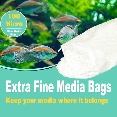 AQUANEAT Aquarium Filter Media Bags 15pcs Fish Tank Extra Fine 100 Micron Mesh Bags with Plastic Zipper for Activated Carbon (5.5" x 8") - size: 5.5" x 8"