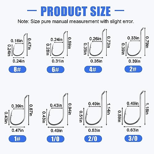 Octopus Fishing Hooks-120pcs Sport Circle Hooks Beak Offset Fishing Hooks Sharp High Carbon Steel Fishing Jig Hooks Black Fishhook for Saltwater Bass 8-9/0 - size: 2/0-120PCS