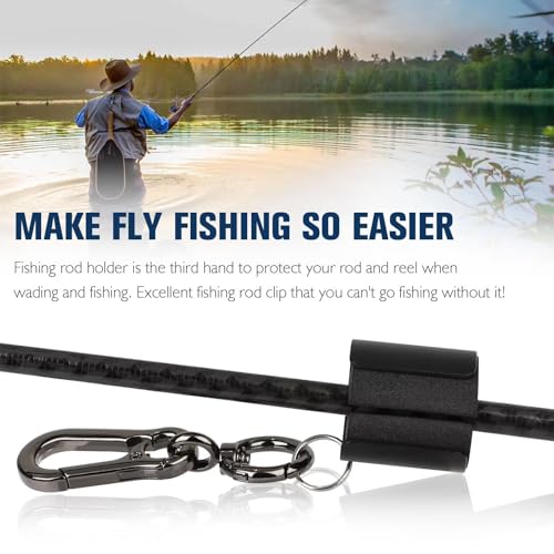 Dovesun Creek Rod Clips Wearable Fishing Rod Holder Clip Fly Fishing Pole Accessories 1PCS & 2PCS - color: Cylindrical-Black-2PCS