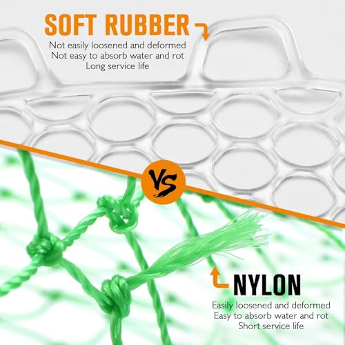 Dovesun Rubber Fishing Net Replacement Netting Without Handle Clear Black Fishing Nets for Fish Fly Fish Landing Net Bag for Freshwater Saltwater Foldable Trout Net Rubber Mesh 5 Sizes White Black Red - color: White, size: 12.5"dia-11.7"depth(39"Circumfer