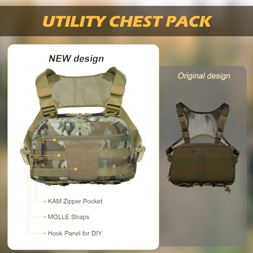 Tactical Chest Pack Bag Molle EDC Pouch Bag with CCW Compartment Adjustable Strap Workouts Fishing Hunting - color: Camouflage