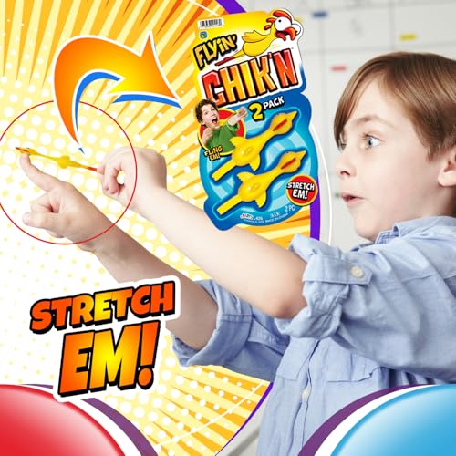 JA-RU Finger Slingshot Chickens (2 Packs 4 Units) Rubber Sling Chicken Flick Chicken Flying Chicken Flingers Stretchy Toys For kids Party Favors 426-2 - color: Sling a Chicken, size: 2 Packs