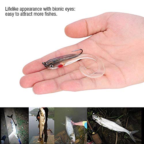 Soft Fishing Lures, 5Pcs Artificial Soft Baits Jig Head Soft Swimbaits with Hook for Saltwater/Freshwater Fishing - color: SO050-5