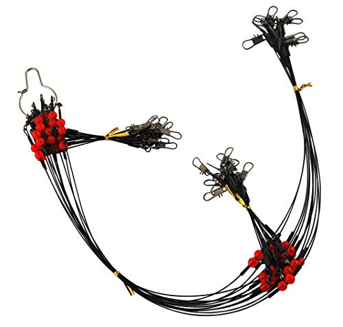 Fishing Leaders Saltwater Tackle Surf Fishing Rigs High Strength Fishing Wire Leader Line Rig with Swivels Snap for Lures Bait Hooks - color: Black Stainless Steel, style: 2 Arm, 12pcs