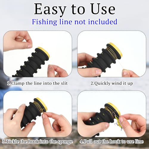 6 Pcs Fishing Leader Holder 6 Pack with Storage Box 72 Slot Snell Hook Organizer Anti-Tangle Rig Keeper for Walleye Catfish Bass Trout - color: Black