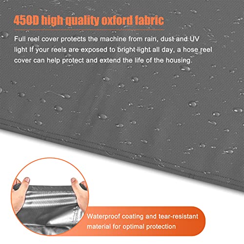 Garden Wall Mounted Retractable Hose Reel Cover, 450D Oxford Polyester Coated Tarp, 100% Waterproof Sunscreen Hose Reel Cover, for:Giraffe tools,Ayleid,Gardena and More.grey,24"L x18"Wx24H" - size: 24" x 18" x 24"